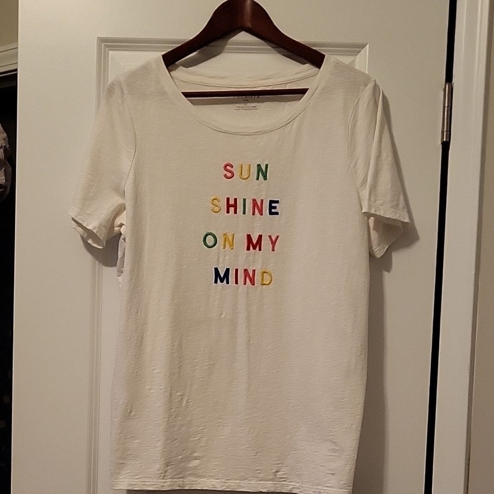 Talbots White Tee with Multicolor Text